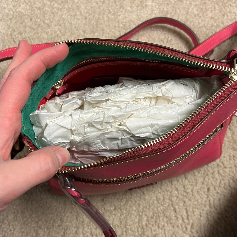 Dooney and Bourke Florentine Allison Crossbody in Fuchsia with matching wallet - Picture 5 of 8
